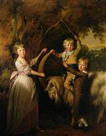 Joseph Wright of Derby  - Bilder Gemälde - Three Children of Richard Arkwright with a Goat