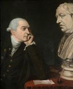 Johann Zoffany - Bilder Gemälde - Bennet Langton Contemplating the Nolleken's Bust of Johnson