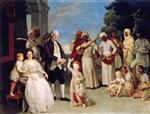 Johann Zoffany  - Bilder Gemälde - Group Portrait of Sir Elijah and Lady Impey