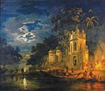 Johann Zoffany  - Bilder Gemälde - Moonlight Scene (Nagaphon Ghat)