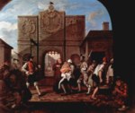 William Hogarth  - paintings - Vor dem Tor von Calais