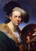 Johann Zoffany  - Bilder Gemälde - Self Portrait with Cap and Palette