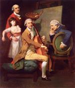 Johann Zoffany  - Bilder Gemälde - Self Portrait with His Daughter Marie Theresa,James Cervetto and Giacobbe Cervetto