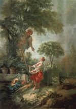 Francois Boucher - Peintures - Paysage avec cueilleuse de cerises