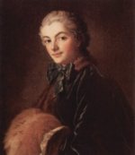 François Boucher - Peintures - Portrait d'une dame avec manchon