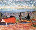 Pierre Bonnard  - Bilder Gemälde - Red Cattle, Plowman