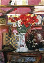 Pierre Bonnard  - Bilder Gemälde - Vase of Flowers and Checkers