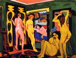 Ernst Ludwig Kirchner - Bilder Gemälde - Badende im Raum
