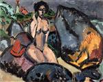 Ernst Ludwig Kirchner - Bilder Gemälde - Bather between Rocks