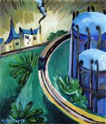 Ernst Ludwig Kirchner  - Bilder Gemälde - Gas Tanks and Suburban Railway