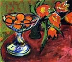 Ernst Ludwig Kirchner  - Bilder Gemälde - Still LiIfe with Oranges and Tulips