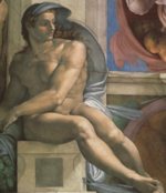 Michelangelo Buonarroti - Peintures - Nu assis