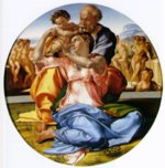 Michel Ange - Peintures - Sainte Famille, Tondo