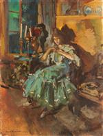 Konstantin Alexejewitsch Korowin - Bilder Gemälde - Ballerina in a Green Dress