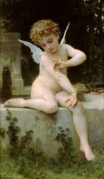 William Bouguereau - Peintures - Amour avec papillon