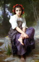 William Bouguereau - Peintures - Au bord du ruisseau