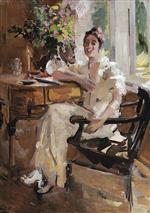 Konstantin Alexejewitsch Korowin  - Bilder Gemälde - Lady Seated on an Armchair