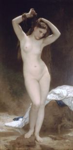William Bouguereau - Peintures - Baigneuse accroupie