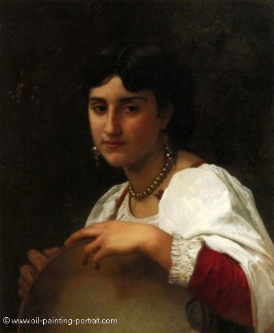 Italien Girl with Tambourine