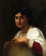 William Bouguereau - Bilder Gemälde - Italienerin mit Tambourin