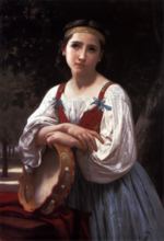 William Bouguereau - Peintures - Bohémienne au tambour de basque