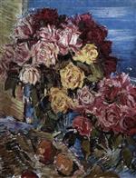 Konstantin Alexejewitsch Korowin  - Bilder Gemälde - Roses on the Window