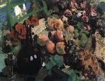 Konstantin Alexejewitsch Korowin  - Bilder Gemälde - Still Life, Wine and Fruit