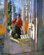 Bild:Woman Reading on the Terrace