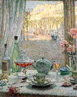 Henri Le Sidaner - Bilder Gemälde - A Table by the Window, Reflections