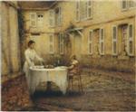 Henri Le Sidaner  - Bilder Gemälde - Dinner in the Garden
