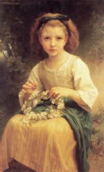 William Bouguereau  - Peintures - Enfant tressant une couronne