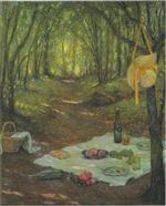 Henri Le Sidaner  - Bilder Gemälde - Lunch in the Woods at Gerberoy