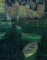 Henri Le Sidaner  - Bilder Gemälde - Moonlight on the Harbor
