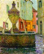 Henri Le Sidaner  - Bilder Gemälde - The Fountain, Saint-Paul-de-Vence