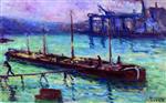 Maximilien Luce - Bilder Gemälde - Barge on the Seine