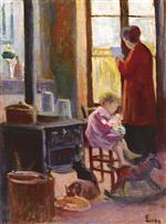 Maximilien Luce  - Bilder Gemälde - Mother and Child in the Kitchen