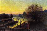 Maximilien Luce  - Bilder Gemälde - Paris, View of the Seine, Night