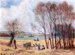 Maximilien Luce  - Bilder Gemälde - Peasants by the Seine, near Rolleboise