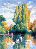 Maximilien Luce  - Bilder Gemälde - Poplars, Autumn