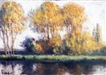 Maximilien Luce  - Bilder Gemälde - Rolleboise, Trees on the Banks of the River