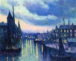 Maximilien Luce  - Bilder Gemälde - The Port of Rotterdam at Night