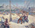 Maximilien Luce  - Bilder Gemälde - Workers on the Quai de la Seine at Billancourt