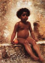 Konstantin Egorovich Makovsky - Bilder Gemälde - Arab Boy with an Orange