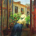 Konstantin Egorovich Makovsky - Bilder Gemälde - At the Open Window