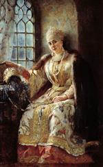 Konstantin Egorovich Makovsky - Bilder Gemälde - Boyar's Wife at the Window