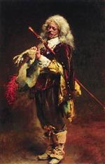 Konstantin Egorovich Makovsky  - Bilder Gemälde - Cavalier Putting on a Glove
