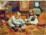 Konstantin Egorovich Makovsky  - Bilder Gemälde - Children Playing in the Studio