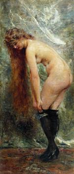 Konstantin Egorovich Makovsky  - Bilder Gemälde - Nude in Black Stockings