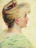 Konstantin Egorovich Makovsky  - Bilder Gemälde - Profile Portrait of a Woman