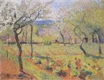 Henri Martin  - Bilder Gemälde - Gardener in His Flowering Orchard